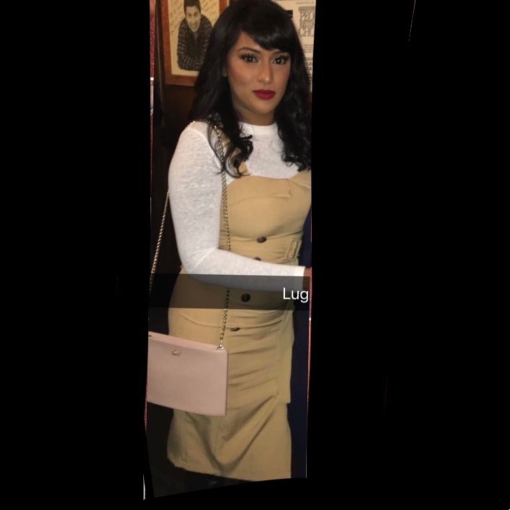 Tan double breasted button dress with belt